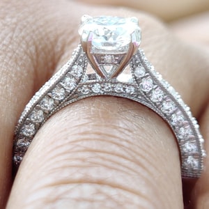 1.65 Ct Cathedral Style Round Cut Solitaire Engagement Ring, Vintage Gold Ring For Her, Promise Ring, Anniversary Gift For Wife