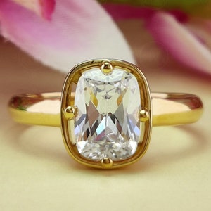 Elongated Cushion Cut Moissanite Ring, Solitaire Engagement Ring, Promise Rings For Women, Classic Propose Ring
