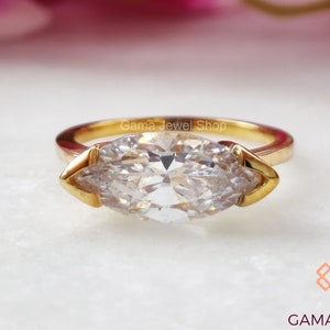3.00 Ct East West Marquise Shape Solitaire Engagement ring, Wedding ring, Sterling silver, Propose Ring, Classic Women Ring, gift for her