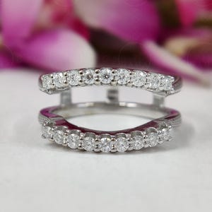 Zweireihiger Moissanit-Ring-Vergrößerer für die Braut, Doppelband-Verlobungsring-Jacke, anpassbarer Ringschutz