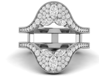 Art Deco Moissanite Ring Enhancer, Sterling Silver Ring Guard