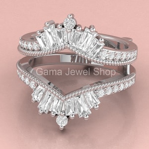 Dubbele trouwring, Moissaniet Enhancer-trouwring, ringversterkers en omslagdoeken, ringbeschermers voor vrouwen, 925 sterlingzilveren ringjas