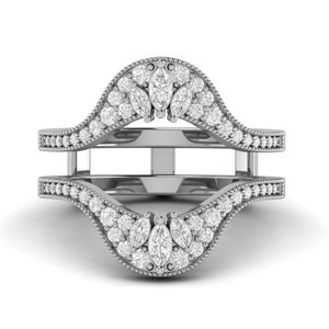 Unique Women&#39;s Engagement Ring Jacket, Vintage Enhancer Ring Guard, Moissanite Ring Enhancer And Wraps, Double Curved Customization Enhancer
