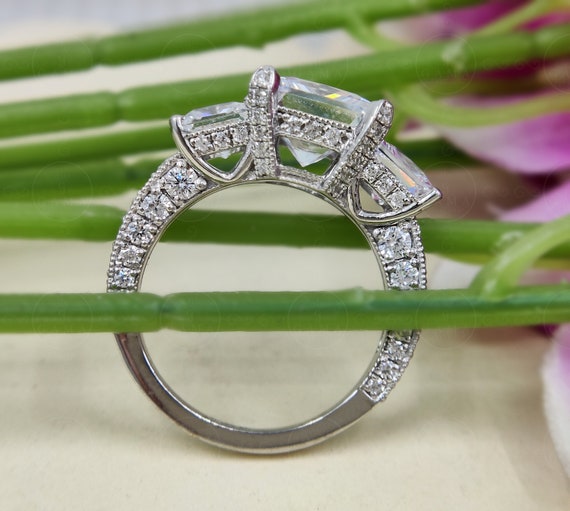 Stone Eternity Promise Ring Art Deco Three Stone Engagement Ring
