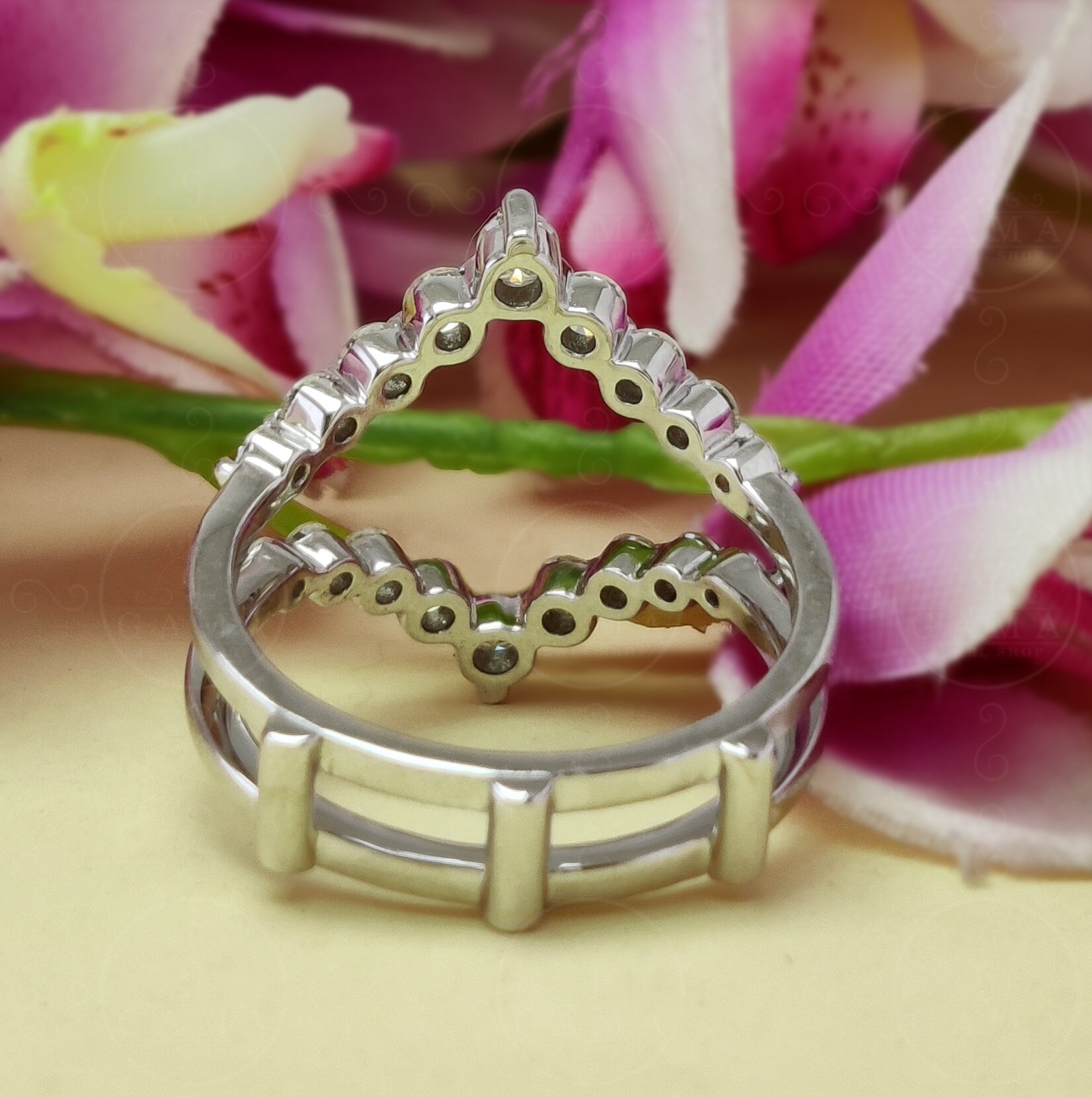 Double Curved Wedding Band Ring Guards for Women Moissanite Etsy