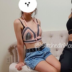 Pink and Gray Bralette with bow
