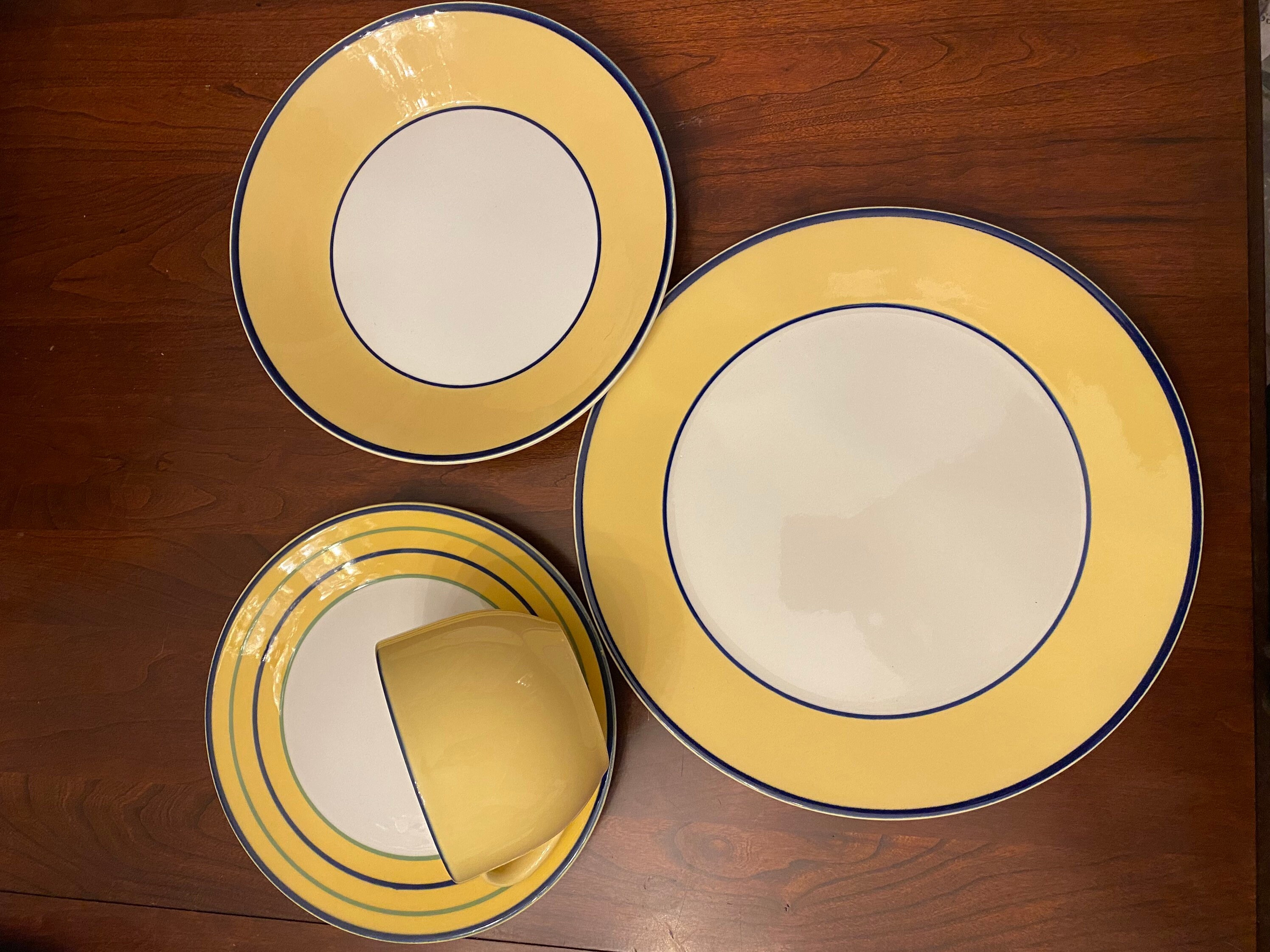 Pagnossin Dinnerware in Spa Yellow With Blue Trim Etsy