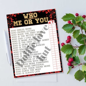 Digital Couples Game, Me Or You couples game, Printable Date Night Games, Anniversary Games for Couples, Date Night Fun Couple Games