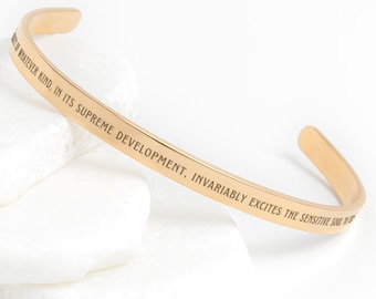 Braccialetto con citazione di Edgar Allan Poe, "La bellezza di qualunque genere", bracciale rigido sottile in stile gotico, regalo per anime sensibili, amanti dei libri