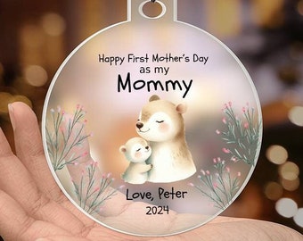 First Mother's Day For Mom Gift, Grandma Gift, Personalized Mother's Day, Custom Acrylic Ornament Optional Gift Box