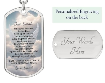 Custom Keychain Personalized Sympathy Gift In Loving Memory Loss of Father Mother Engraved Keychain Bereavement Gift For Widow Memorial Poem