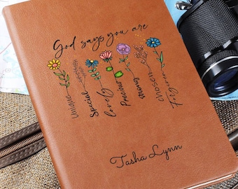 Confirmation Gift For Girls, Custom Prayer Journal For Women, God Says You Are Christian Leather Journal Notebook, For Daughter Teen Gift