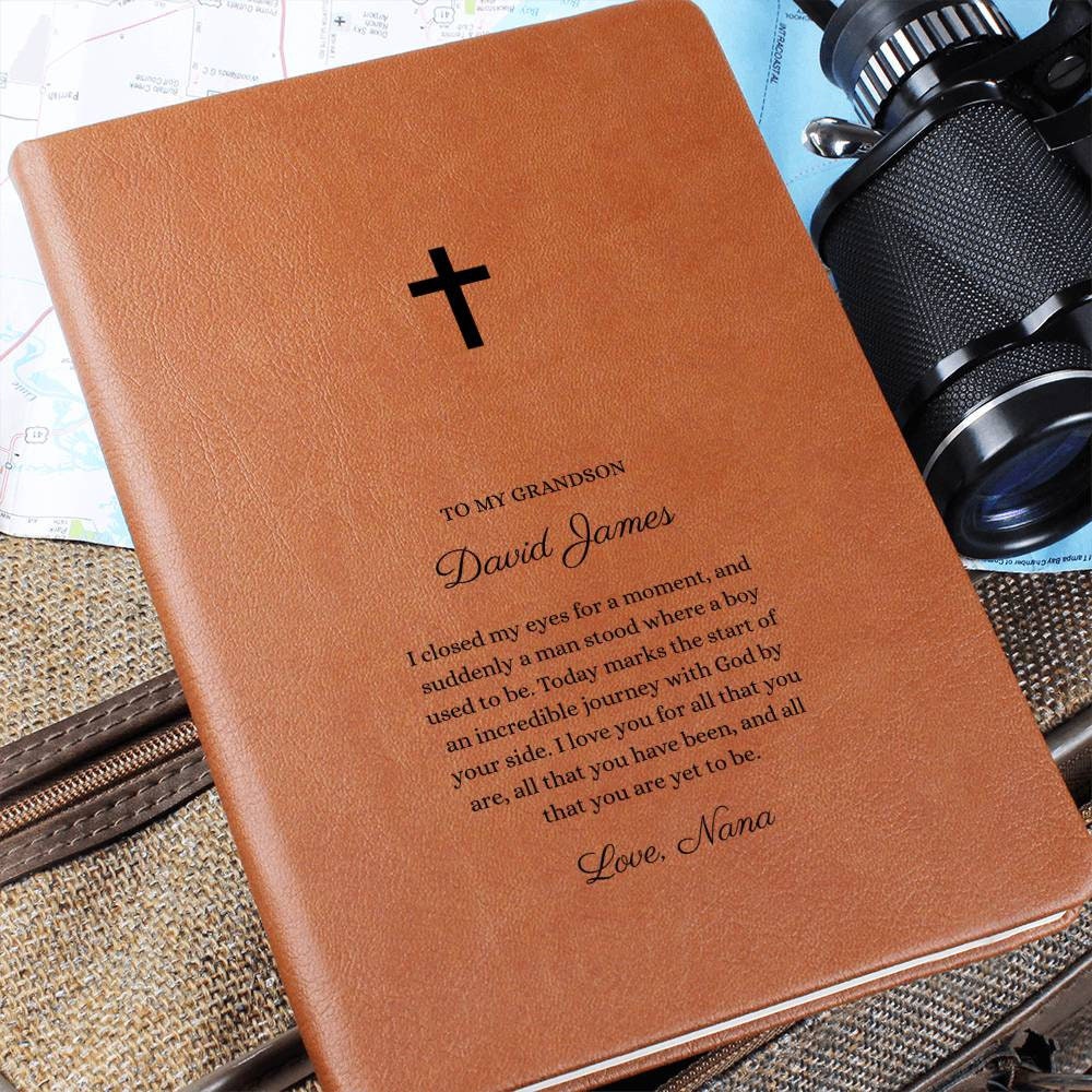 Confirmation Gift For Boys, Letter to my Son or Grandson, Personalized Leather Journal Notebook, Gift From Grandma, Godmom, Teen Baptism