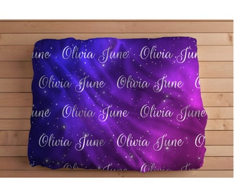 Personalized Custom Blanket, Galaxy Name Blanket, Baby Girl Boy Kids Blanket, Personalized Gift, Custom Name Velveteen Plush Blankek Throw