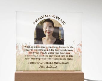 Personalized Photo Sympathy Gift Loss of Daughter Memorial, In Loving Memory Bereavement, Mom Condolence, Grief Gift, Lighted Acrylic Plaque
