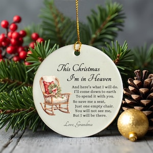 Adorno de Navidad en el Cielo, en memoria de un ser querido, regalo de recuerdo personalizado, mecedora conmemorativa de simpatía, decoración navideña