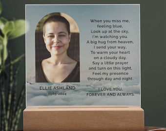 Personalized Photo Sympathy Gift Loss of Daughter Memorial, In Loving Memory, Bereavement, Mom Condolence Grief Gift, Lighted Acrylic Plaque