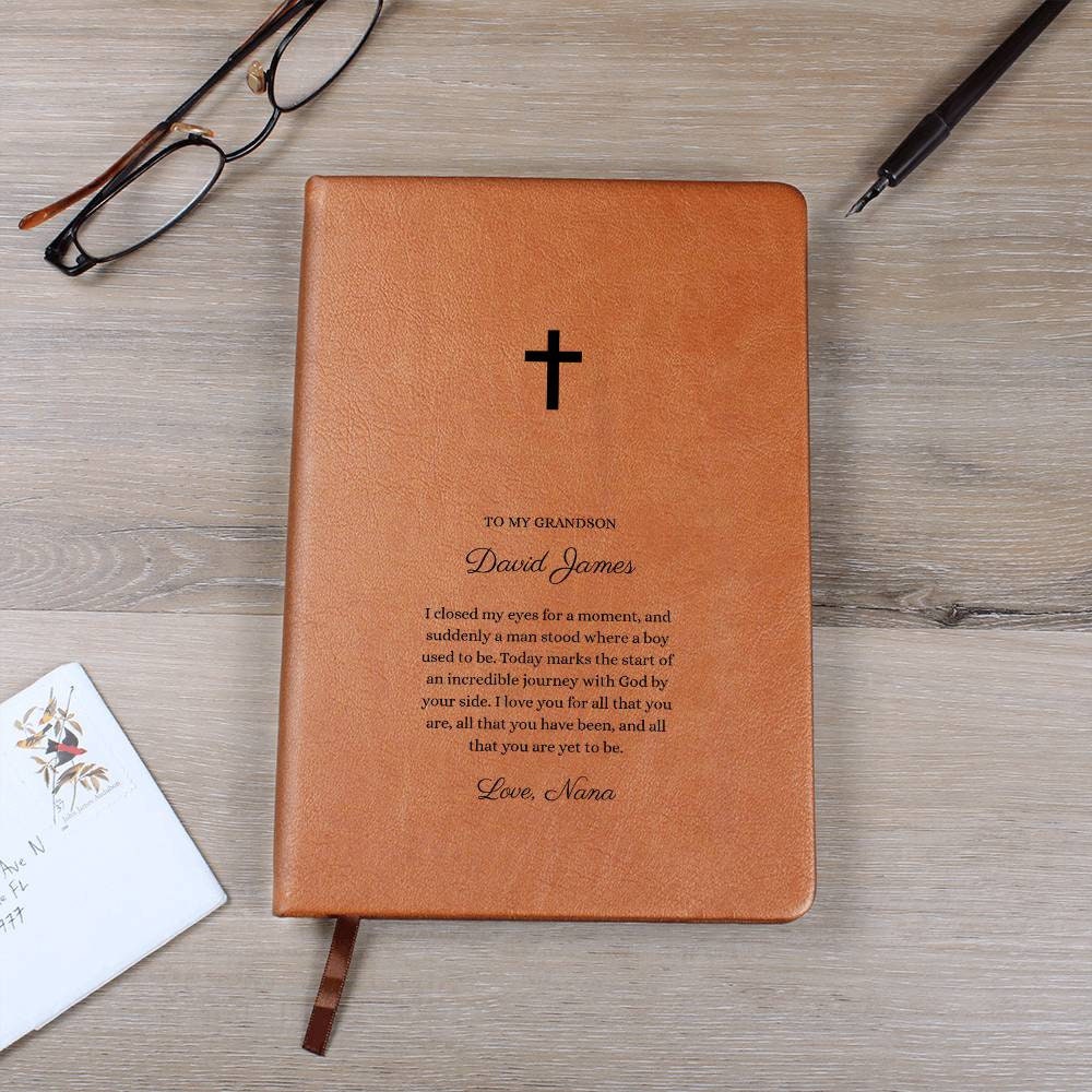 Confirmation Gift For Boys, Letter to my Son or Grandson, Personalized Leather Journal Notebook, Gift From Grandma, Godmom, Teen Baptism