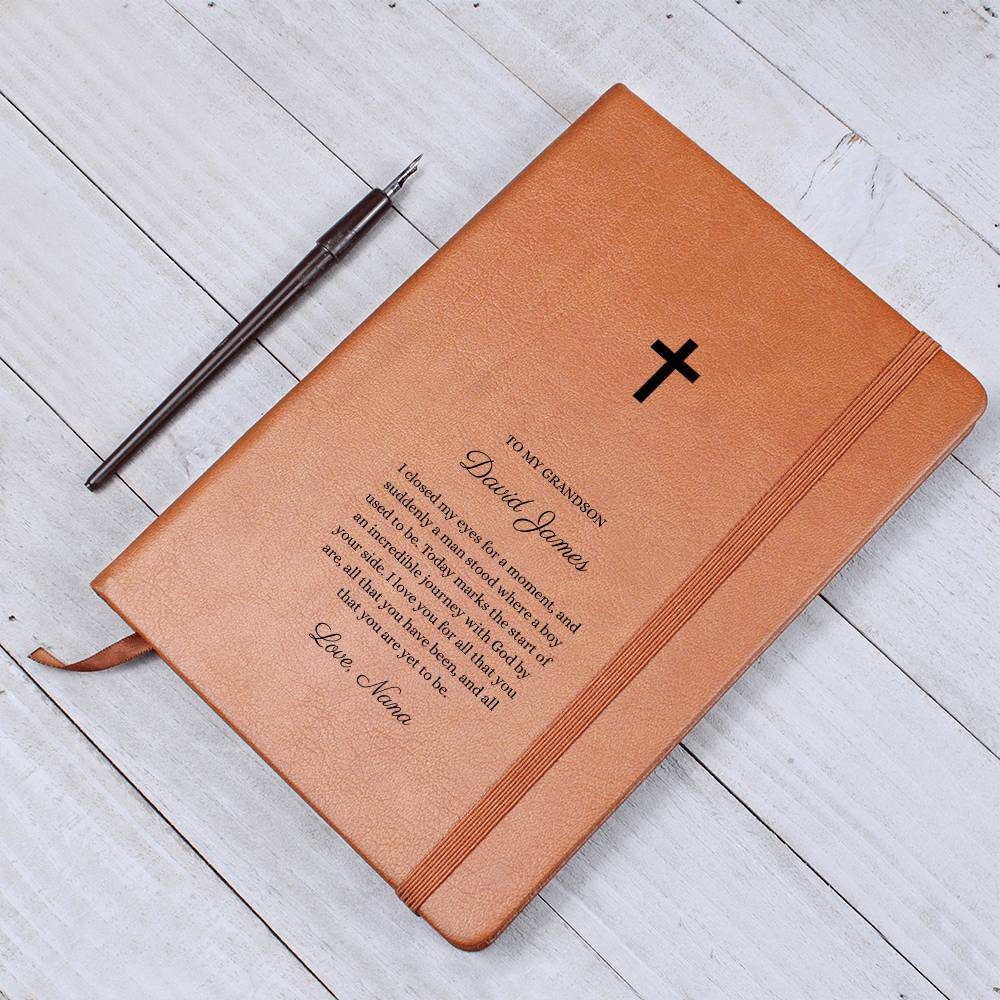 Confirmation Gift For Boys, Letter to my Son or Grandson, Personalized Leather Journal Notebook, Gift From Grandma, Godmom, Teen Baptism