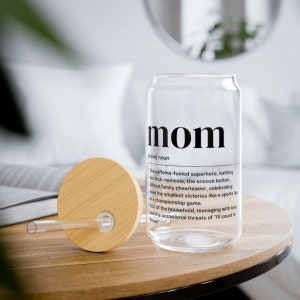Geschenk für Mama am Muttertag, Mama Definition Glasdose Kaffeebecher, Eiskaffeetasse Sipper Glas mit Strohhalm 16oz