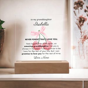 Brief an meine Enkelin Geschenk, hier zusammen Miles Apart Inspirierende Botschaft Acryl Quadrat Kokette Kirschen personalisiertes Andenken Geschenk