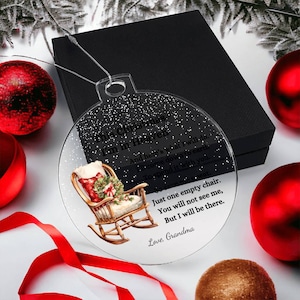 Christmas in Heaven Memorial Condolence Gift, Custom Name Acrylic Ornament, Vintage Rocking Chair, Loss of Mom, Dad, Husband, Grandparents image 7