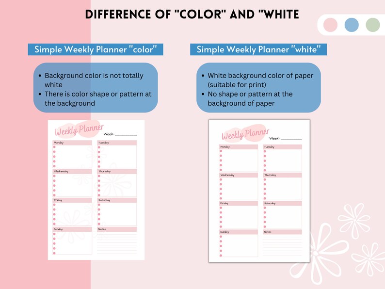 Printable Weekly Planner Pastel Color With Pattern, Week in a Glance ...