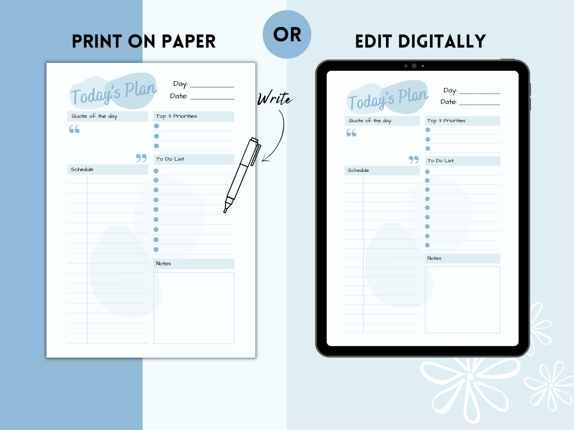 Printable Daily Planner Pastel Color With Pattern, Planner for Work ...