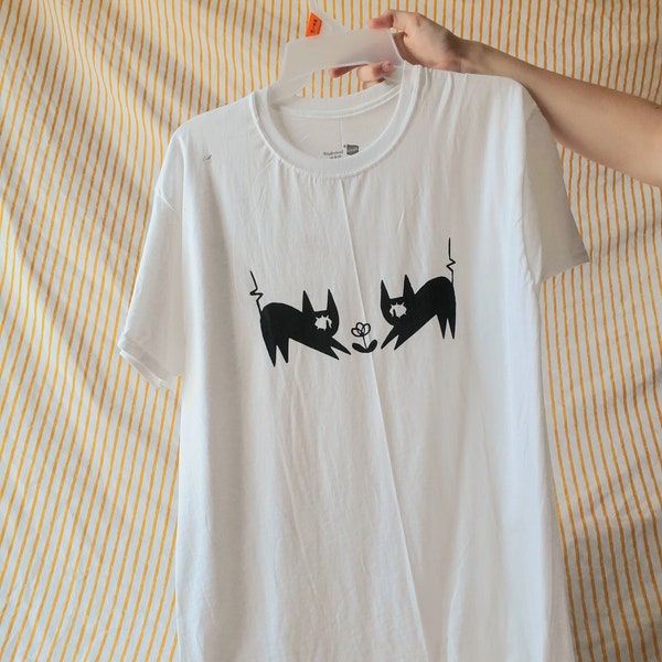 Scaredy Cats silk screen t shirt