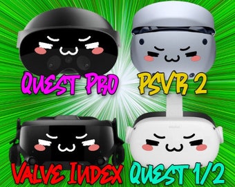 UwU Scrunchy - Meta Quest 2 - Meta Quest Pro - Valve Index - Meta Quest 3 - PSVR2 - Décalques - Noir & Rose