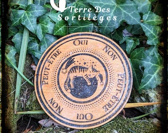 Poplar pendulum tray &quot;Cat&quot; 10cm dowsing Yes Ja yes no divination natural magic esotericism hoodoo wicca gift idea