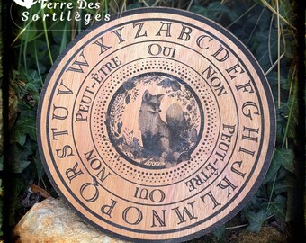 Large wooden &quot;Fox&quot; tray for 20cm pendulum dowsing Yes Ja yes no divination natural magic esotericism hoodoo wicca gift idea
