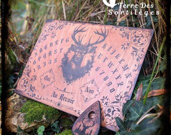 Plateau Oui Ja "Cerf" avec goutte divination spirit board connexion défunt magie naturelle ésotérisme hoodoo wicca idée cadeau noël yule