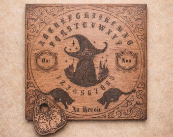 Tabla Ouija, Gato Místico, madera grabada con una gota, adivinación, esoterismo, espiritismo, comunicación con los difuntos, decoración del altar, desarrollo