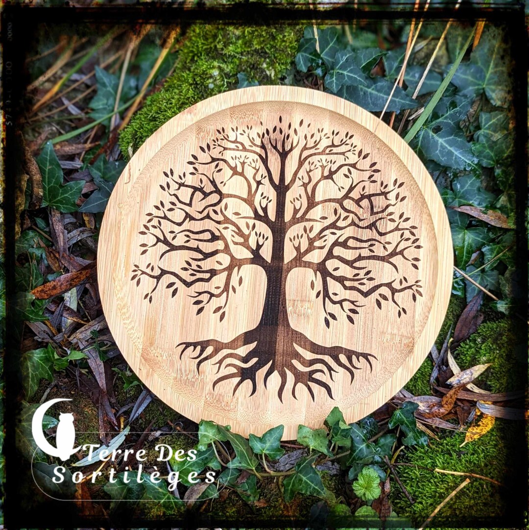 Tree of Life Tray 24cm Wood Engraving Magic Wicca Hoodoo Wellbeing