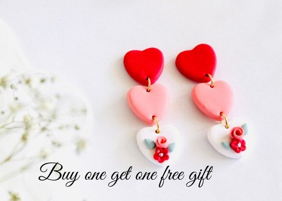 Valentine Heart Cookie Earrings, Sugar Cookie Earrings, Polymer Clay  Earrings, Heart, Valentines Day Earrings, Love, Gift Idea, Heart 