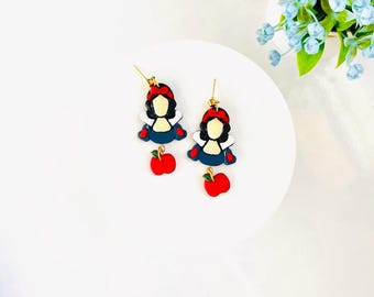 Fair of all princess earrings | poison apple princess  clay earrings | Disney princess inspired earrings | Disney themed Halloween earrings