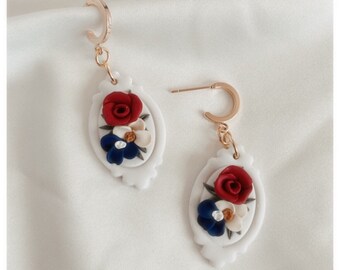 Snow White mirror inspired polymer clay earrings| fall clay earring | Halloween clay earrings |floral Clay Earring | Disney clay earring