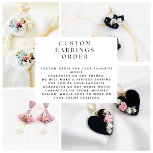 CUSTOM ORDER character inspired custom earrings | custom earrings of favorite movie character | custom earrings of favorite movie theme | g