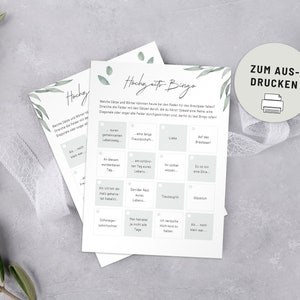 Wedding bingo to print out for wedding speeches Wedding games for guests DIN A5 template digital