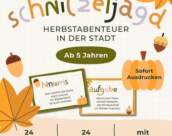 Autumn Scavenger Hunt for Kids | Treasure Hunt for ages 5 and up | PDF Printable | Tasks & Clues | Certificate | Children's Birthday Game