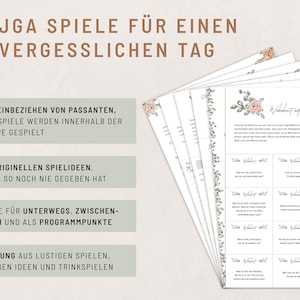 15 JGA Spiele Set Junggesellinnenabschied Spiele JGA Frauen Spiele zum Ausdrucken Blumendesign Digitale Vorlagen in DIN A4 Bild 2