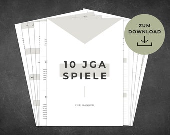 10 JGA games for men Stag party game set Digital templates in DIN A4 to print out