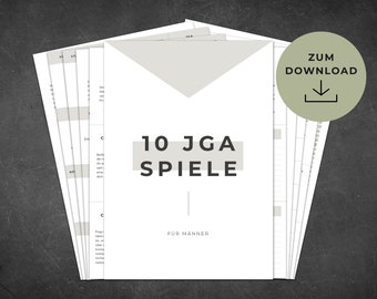 10 JGA Spiele für Männer · Junggesellenabschied Spieleset · Digitale Vorlagen in DIN A4 zum Ausdrucken