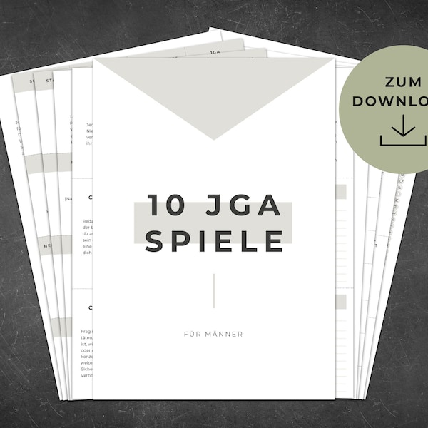 10 JGA Spiele für Männer · Junggesellenabschied Spieleset · Digitale Vorlagen in DIN A4 zum Ausdrucken