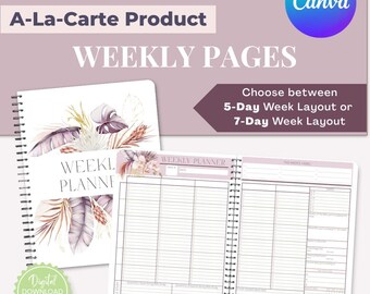 Printable Weekly Planner | Planner Add-On | 5-Day Weekly Layout | 7-Day Weekly Layout | Floral Pattern Planner | Planner for Mom