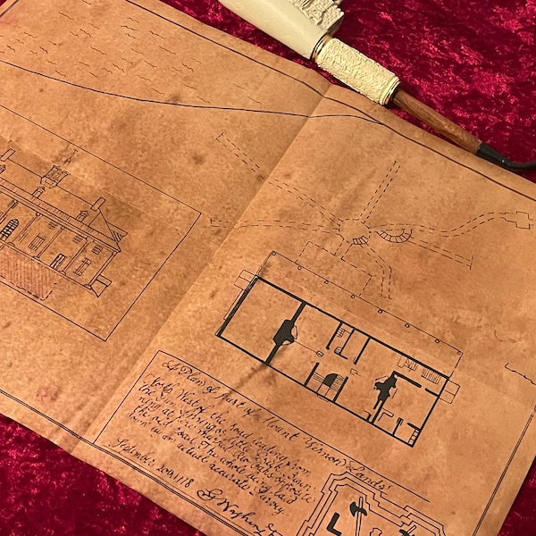 Movie Prop replica ,National Treasure - Book of Secrets inspired , Map of Mount Vernon by George Washington