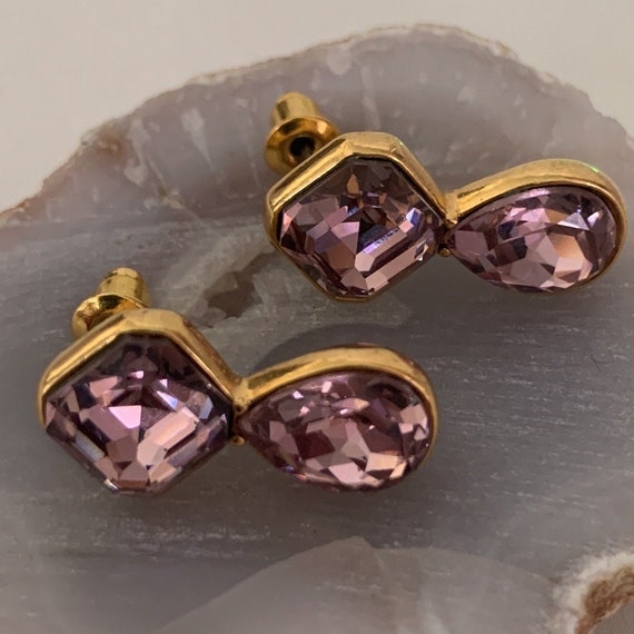 Swarovski Pink Crystal Gold Plated Earrings