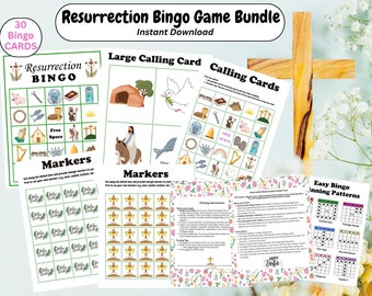 30 Easter Bingo Cards, Resurrection Bingo, Easter Bingo, Bible Bingo, Christian Bingo, Easter Bible Bingo, Church Bingo, Holy Week Bingo