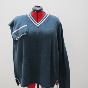 Ladies V Neck Jumper with Lantern Sleeves.